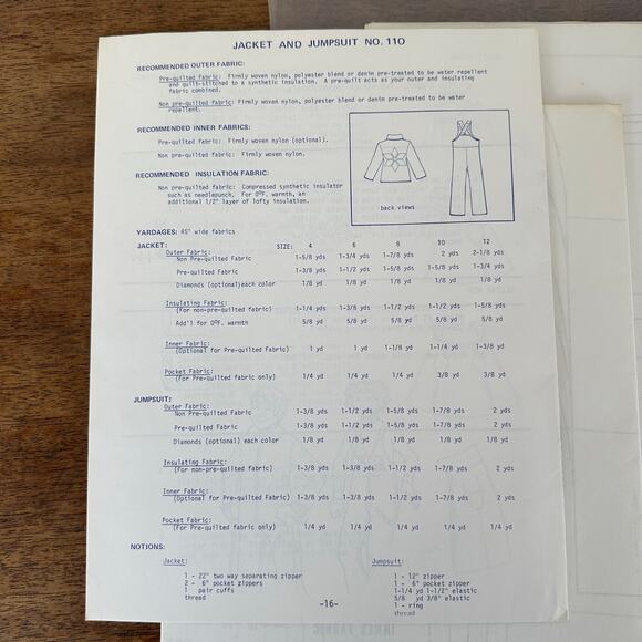 VTG Donner Designs Kids Sz 4-12 Ski Jacket Snow Jumpsuit Pant Pattern UNCUT #110 - Picture 5 of 5